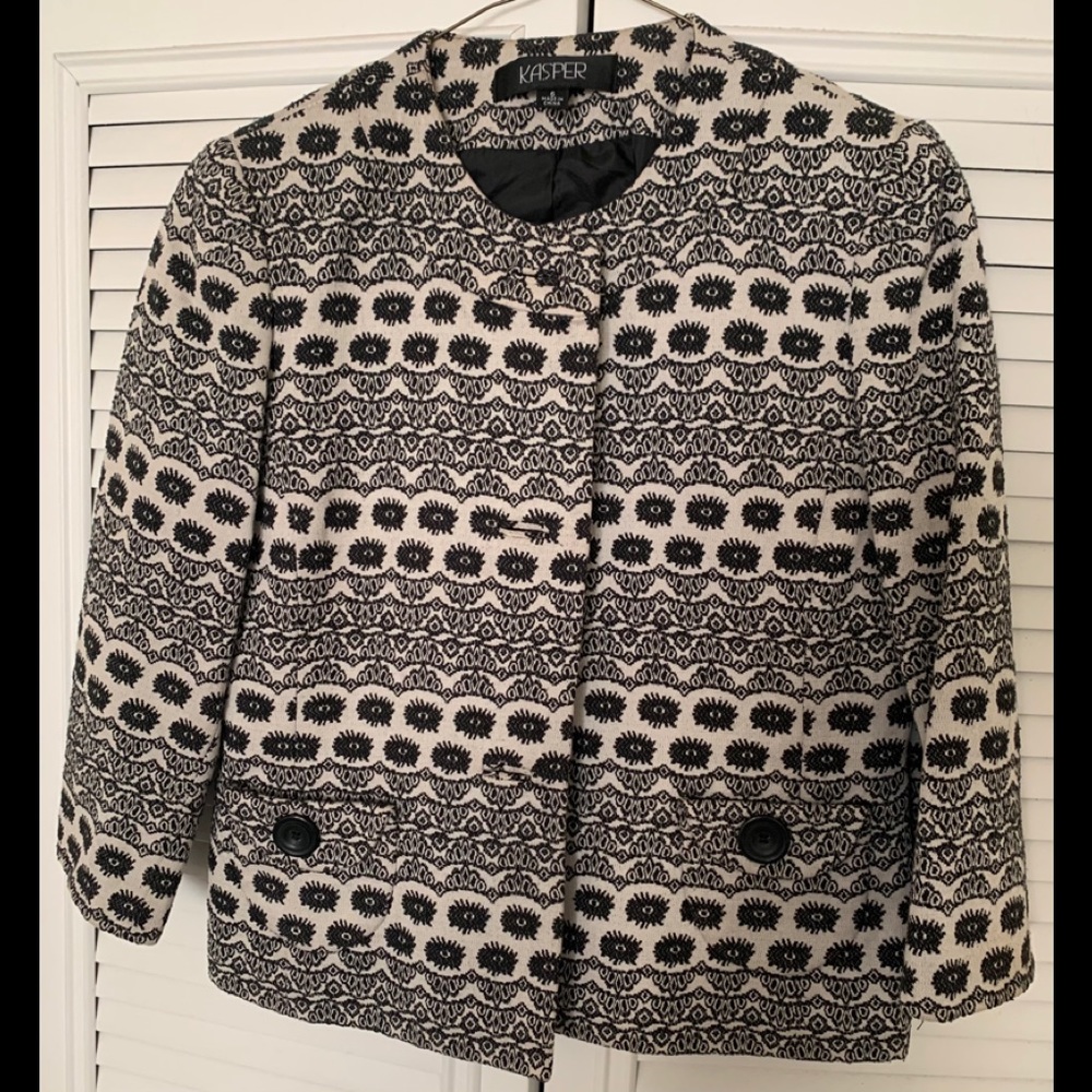 Black and white Kasper skirt suit